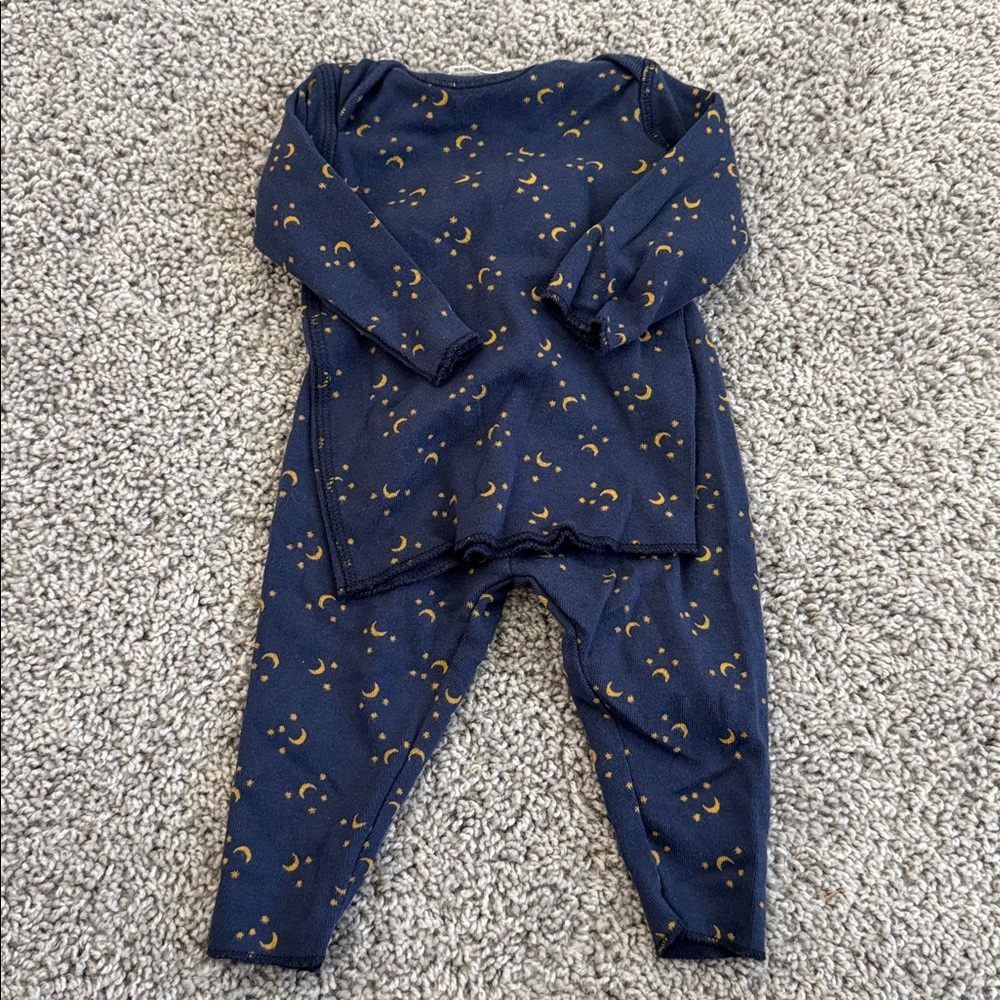Bonpoint Navy Blue Baby PJs with Moon Print